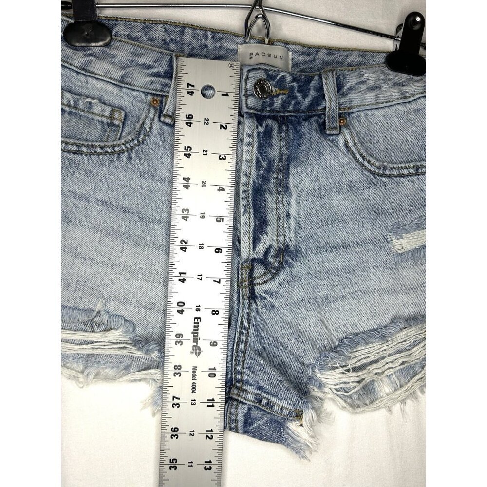 PacSun High Rise Festival Shorts Womens XS 26 Cute Summer Distressed Light Denim - Picture 5 of 16
